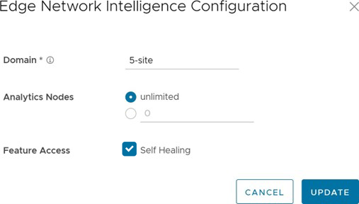 이 ENI 구성(ENI Configuration) 팝업 창에서 자체 복구(Self Healing) 확인란을 선택하여 기존 고객에 대한 자체 복구 기능을 활성화할 수 있습니다.