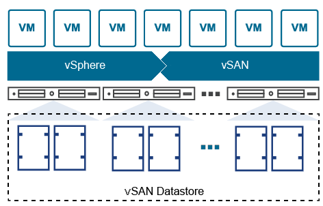 표준 vSAN 클러스터 다이어그램.