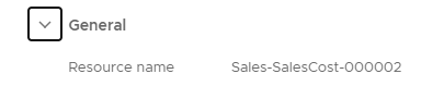 리소스 이름을 Sales-SalesCost-000002로 표시하는 배포 세부 정보입니다.