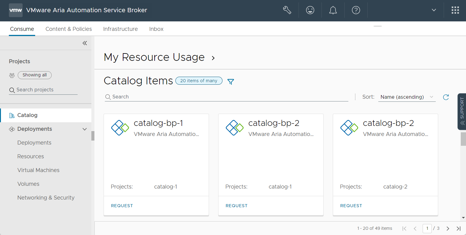 VMware Aria Automation Service Broker.