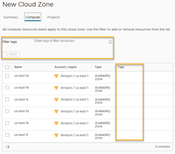 Cloudzonescherm waar berekeningen geen tags bevatten