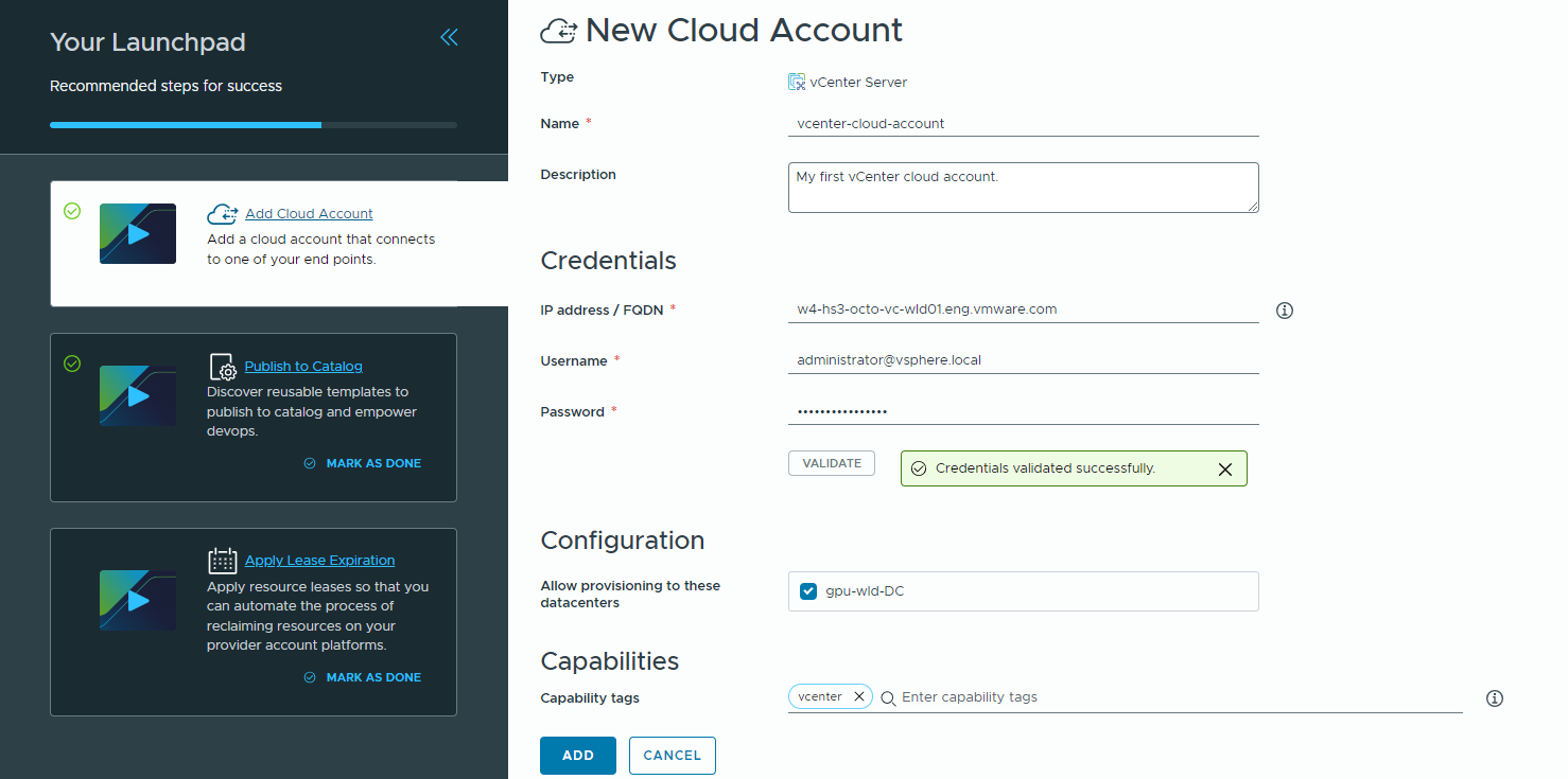 Voeg een cloudaccount toe.