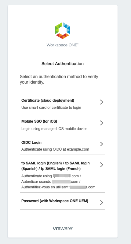 Aanmeldingsscherm waarin gebruiker de verificatie selecteert