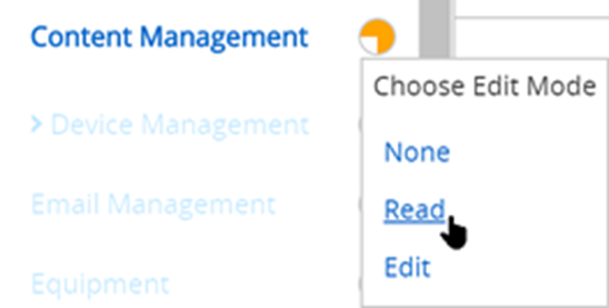 Deze schermafbeelding laat zien hoe u door te klikken op de oranje cirkeldiagrammen nog een bewerking kunt selecteren voor een hele categorie.