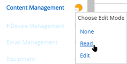 Deze schermafbeelding laat zien hoe u door te klikken op de oranje cirkeldiagrammen een bewerkingsmode kunt kiezen voor een hele categorie.
