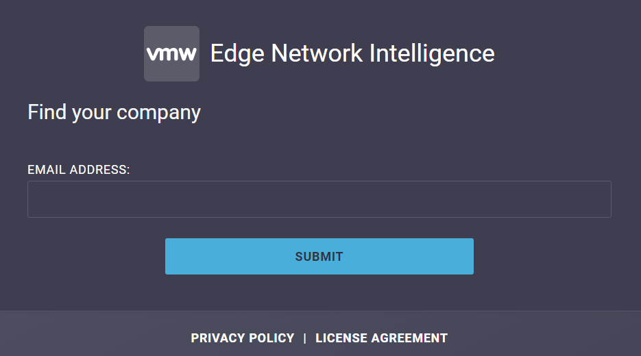 Página de início de sessão do VMware Edge Network Intelligence