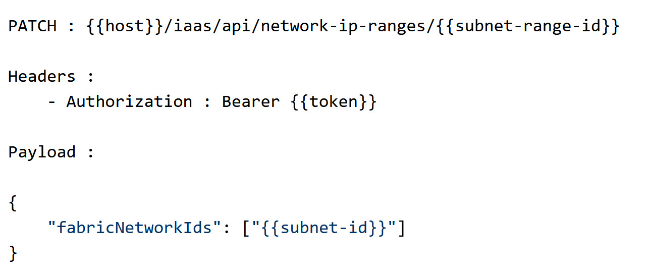Обновление диапазона IP-адресов с помощью API-интерфейса