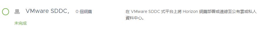 此螢幕擷取畫面說明租用戶入口網站的 [開始使用] 畫面中的 VMware SDDC 資料列