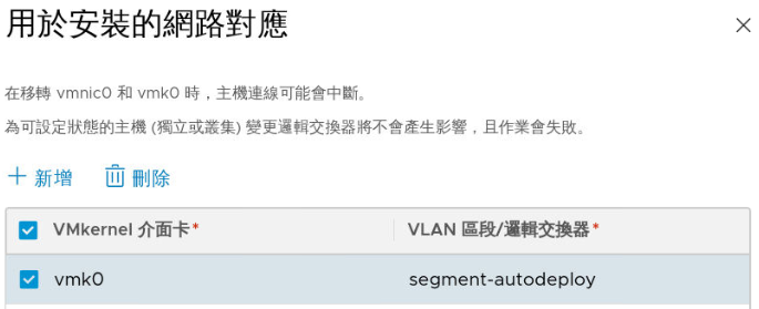 將 VMkernel 介面卡對應至 VLAN 區段 (也稱為邏輯交換器)。