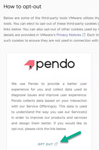 此時將顯示 Pendo 選擇加入或選擇退出內容。